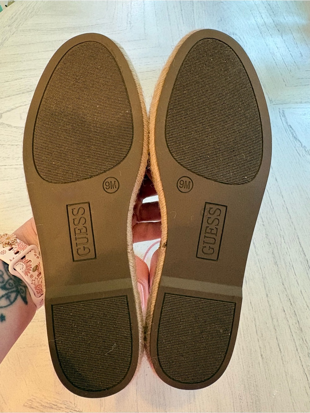 GUESS Pink Logo Espadrille Sandals with Ankle Strap and Jute Trim - Picture 10 of 10